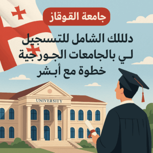 "جامعة القوقاز في جورجيا – تصميم يعكس بيئة الدراسة الجامعية مع العلم الجورجي"