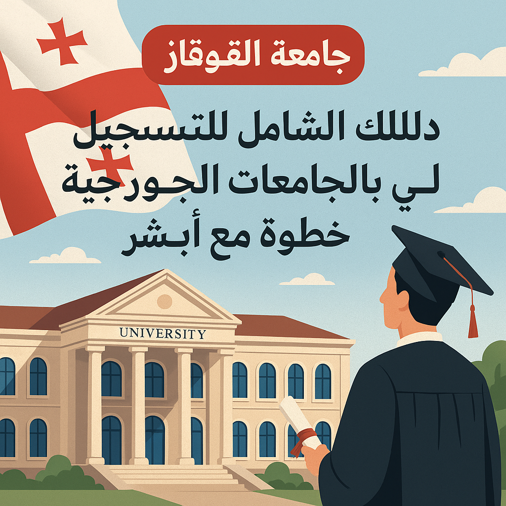 جامعة القوقاز في جورجيا "جامعة القوقاز في جورجيا – تصميم يعكس بيئة الدراسة الجامعية مع العلم الجورجي"